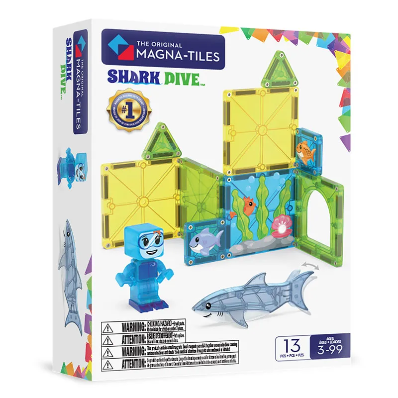 MAGNA-TILES Shark Dive 13 Τεμάχια – Μαγνητικά Πλακίδια STEM με Καρχαρία