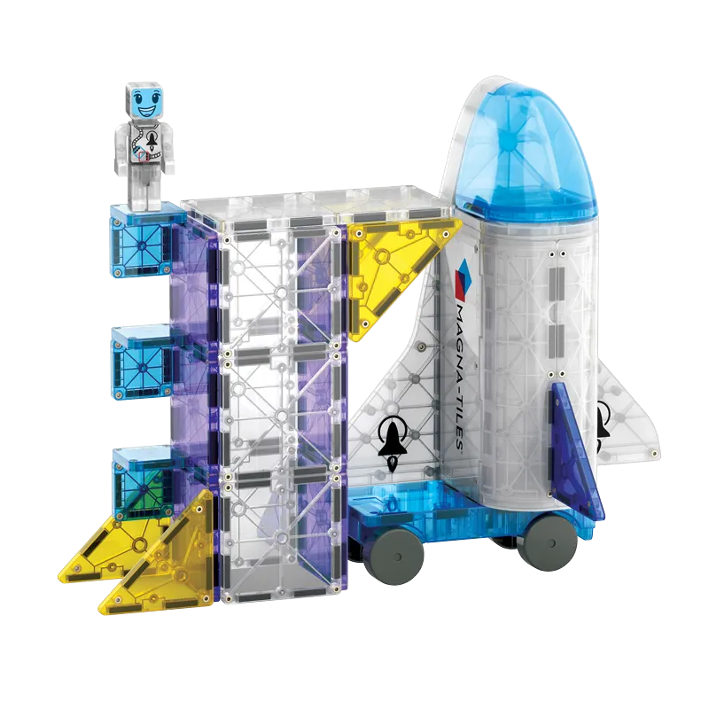 Magna-Tiles Space 32 τεμαχίων - Μοντέλο πυραύλου, φιγούρα αστροναύτη και κατασκευή με θέμα το διάστημα.