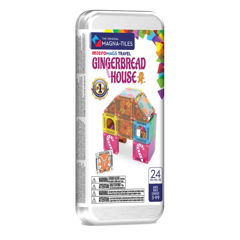 MAGNA-TILES microMAGS Gingerbread House Travel Set 24 Τεμάχια – Μαγνητικά Πλακίδια STEM για Ταξίδι