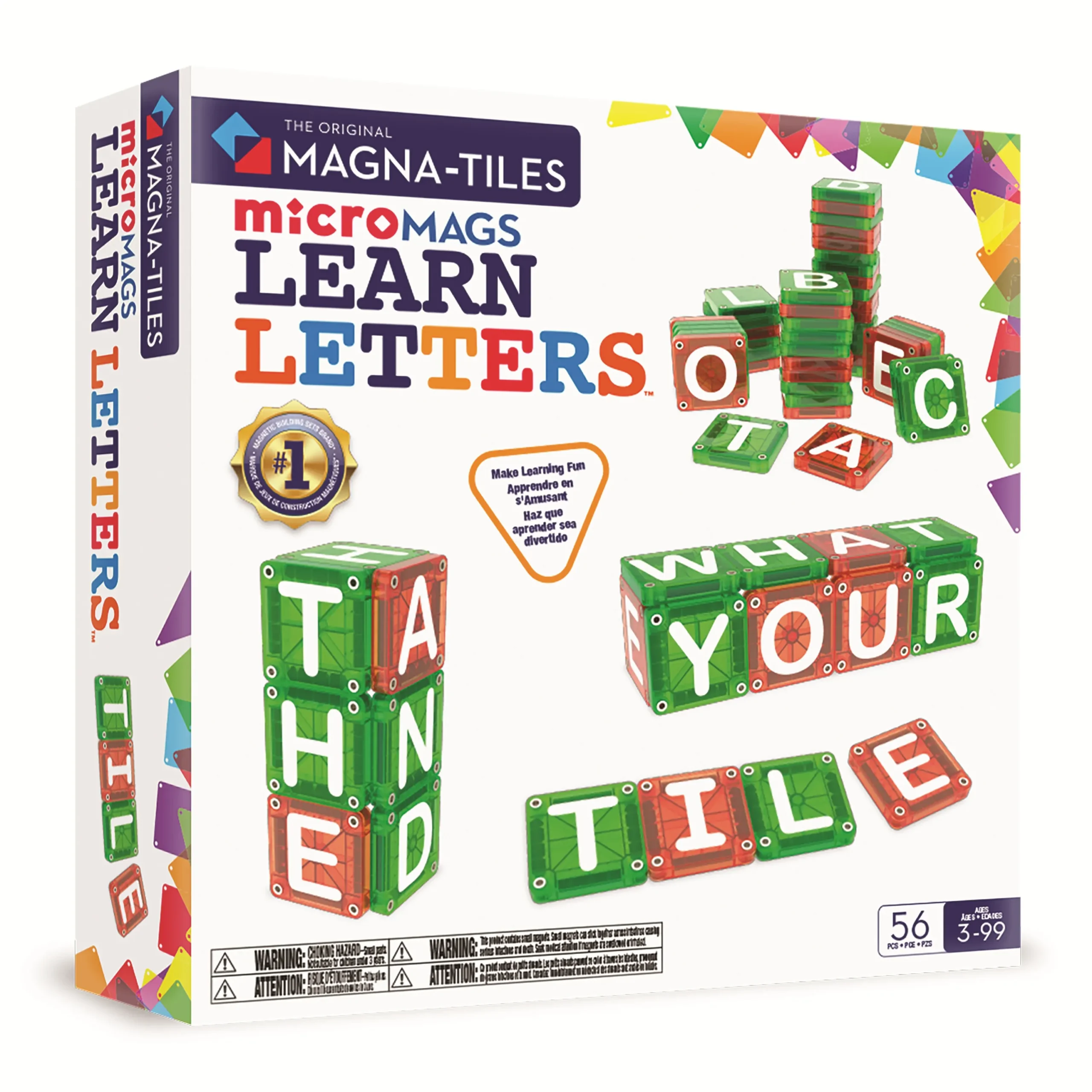 MAGNA-TILES microMAGS Learn Letters 56 Τεμάχια – Μαγνητικά Πλακίδια STEM